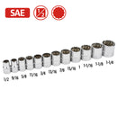 12 Pc. 1/2 in. Drive Shallow Socket Set - SAE 12 Pt.