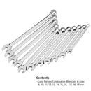 11 Pc. Long Pattern Combination Wrench Set - Metric