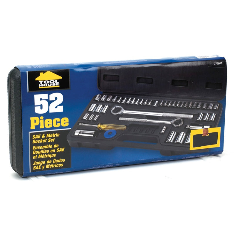 Tool House 52 Piece SAE/Metric Socket Set, Mechanics Tool Kit - 770002
