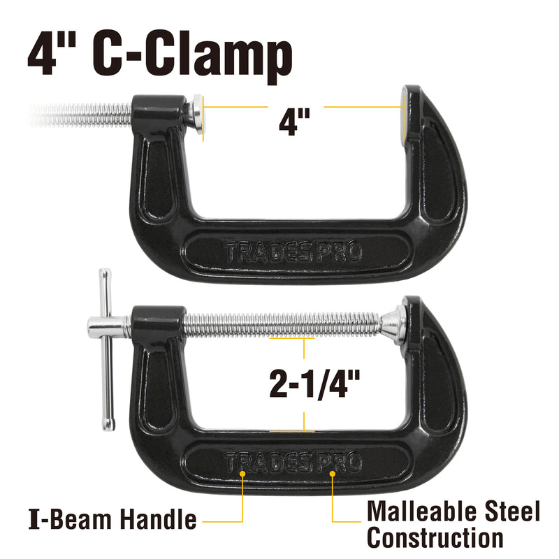 TradesPro Malleable Iron 4 in. C-Clamp - 836139