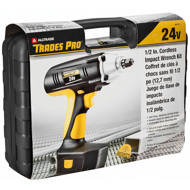 Trades Pro 24 Volt Cordless Impact Wrench, 1/2" Drive, 240 ft-lbs, 837212