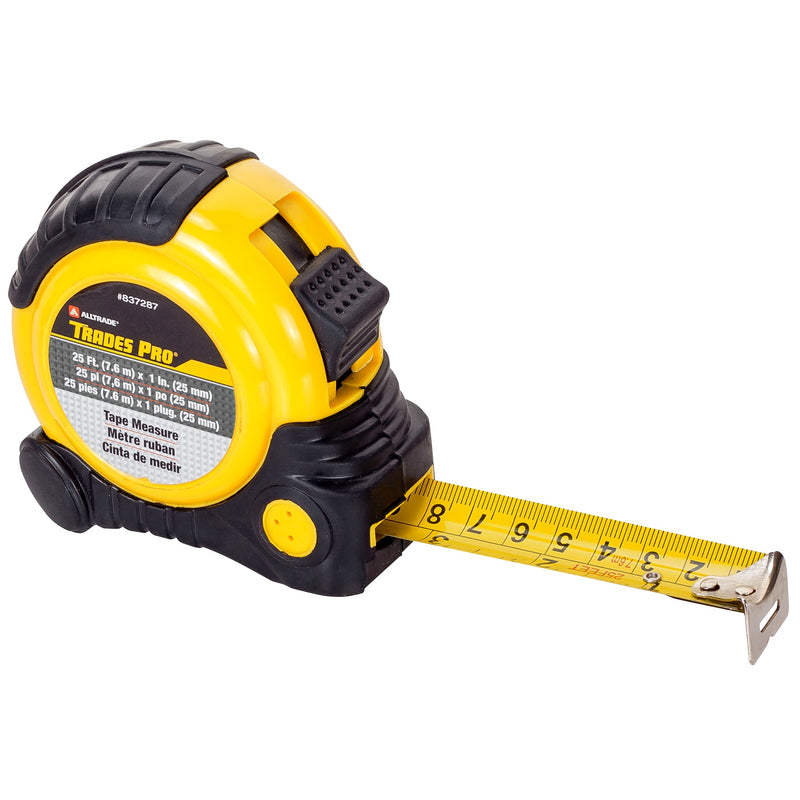 Trades Pro 25-Feet x 1-Inch Tape Measure, SAE and Metric, 837287