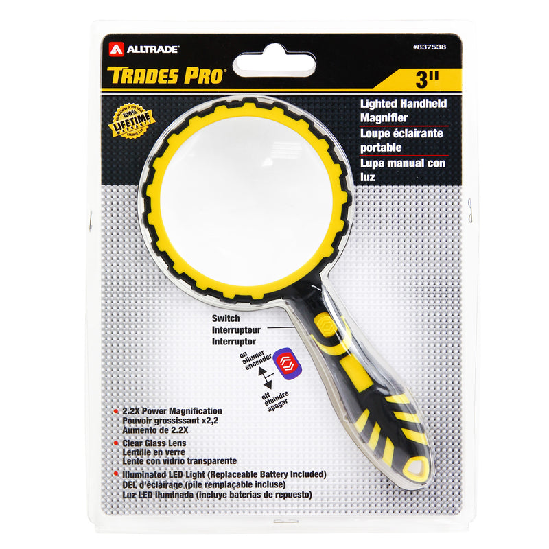 Trades Pro LED Light 3 in. Round Magnifier - 837538