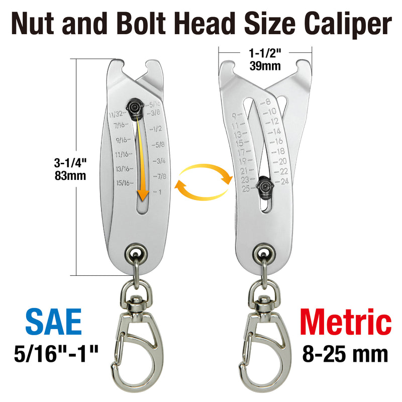 Tradespro Nut and Bolt Head Sizer, Gauge 5/16" – 1" and 8mm – 25mm - 837999
