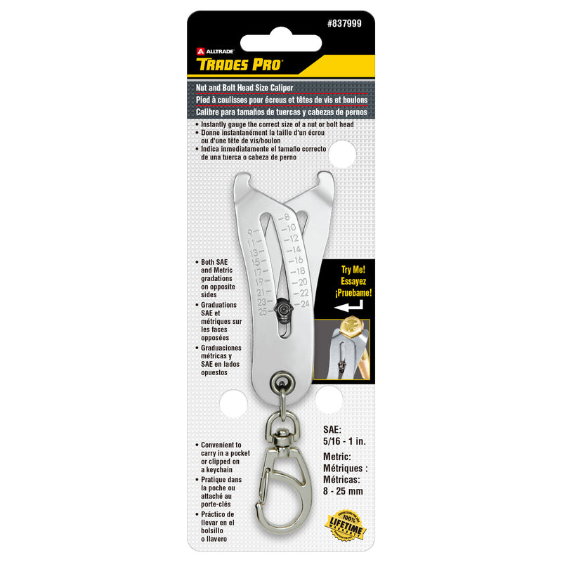Tradespro Nut and Bolt Head Sizer, Gauge 5/16" – 1" and 8mm – 25mm - 837999