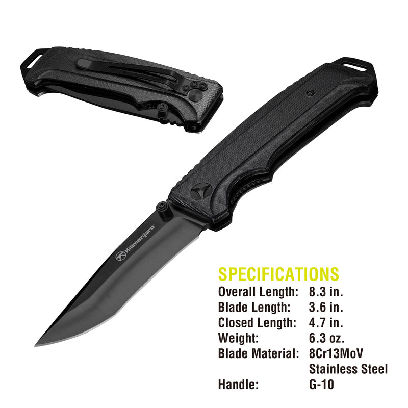 Allatro 8 in. Folding Knife - Black Satin Blade