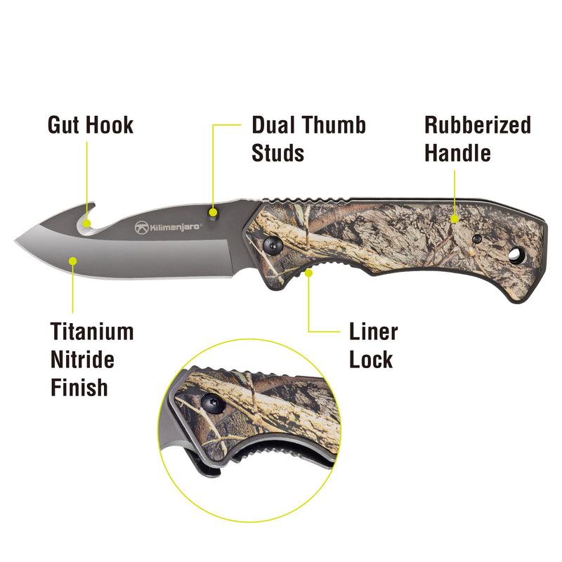 Victus 8 in. Folding Knife - Gut Hook Blade - Camo