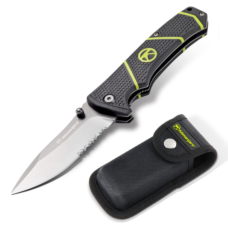 Kibo 7 in. Folding Knife - Drop Point Serrated Blade