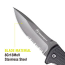 Kibo 8 in. Folding Knife -  Drop Point Serrated Blade