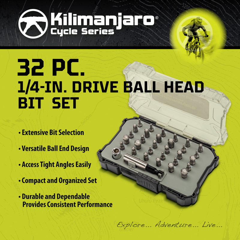 Kilimanjaro 32 Piece 1/4-Ich Drive Ball Head Bit Set - 910539ECE