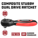 Powerbuilt 3/8 Inch By 1/2 Inch Drive Composite Stubby Ratchet - 940481