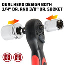 Powerbuilt 3/8 Inch By 1/2 Inch Drive Composite Stubby Ratchet - 940481