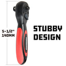 Powerbuilt 3/8 Inch By 1/2 Inch Drive Composite Stubby Ratchet - 940481
