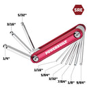 Powerbuilt 9 Piece Ball End Type SAE Folding Hex Key Set - 940953