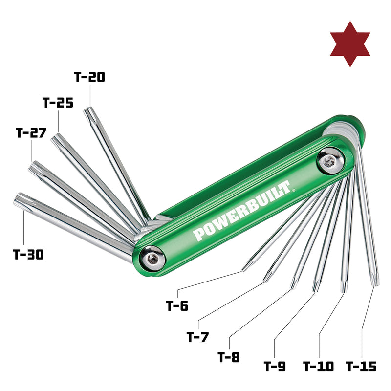 Powerbuilt 10 Piece Folding Star Key Wrench Set - 940954