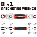 Powerbuilt 8 Size In 1 Metric Reversible Flex-Head Ratchet Wrench, 8mm to 19mm