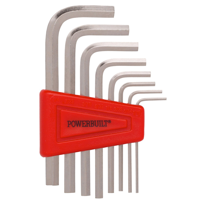 8 Piece SAE Short Arm Hex Key Wrench With Holder