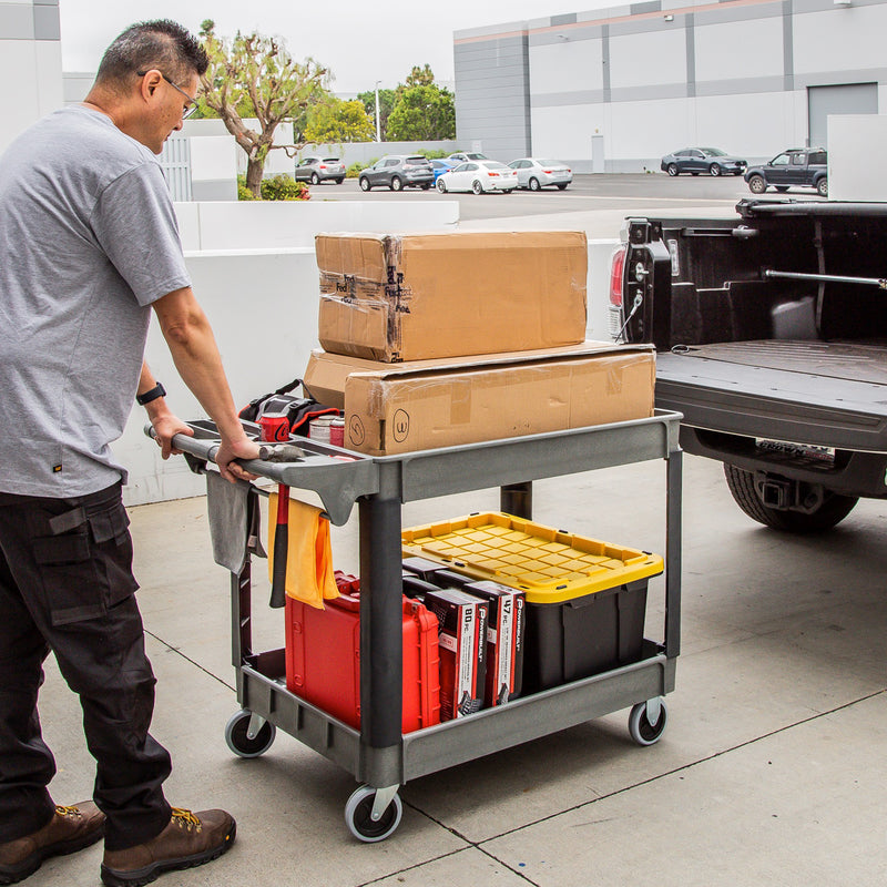 Powerbuilt 46 Inch x 26 Inch Utility Service Cart with 36 Inch x 24 Inch Tray - 941967ECE