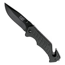 8 in. Drop-Point Folding Knife with Glass Break and Belt Cutter