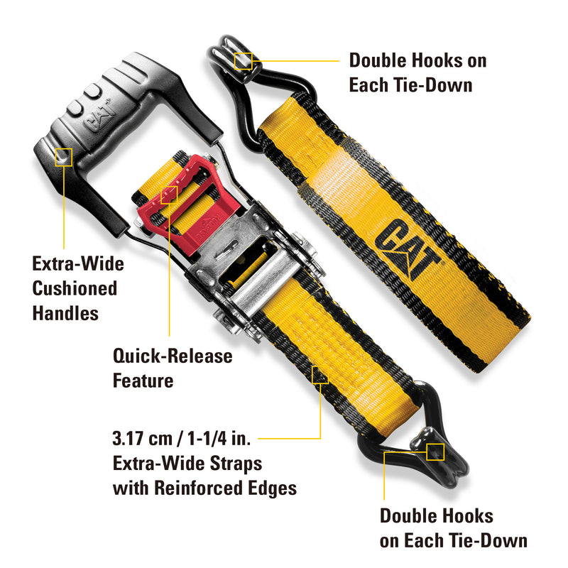 2 Piece 12 Ft. Heavy Duty Ratcheting Tie Down Straps - 1000 Lb.