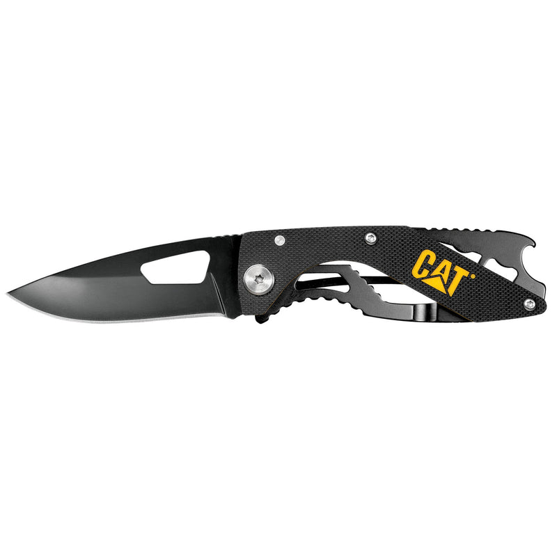 6-1/4 in. Folding Skeleton Knife with Bottle Opener with Black Blade