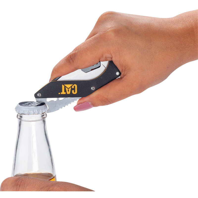 6-1/4 in. Folding Skeleton Knife with Bottle Opener with Black Blade