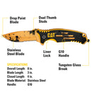 Cat 8 Inch Folding Pocket Knife with Glass Break Gift Box Set - 980646ECT