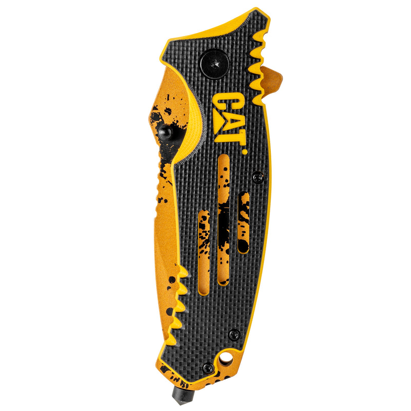 Cat 8 Inch Folding Pocket Knife with Glass Break Gift Box Set - 980646ECT