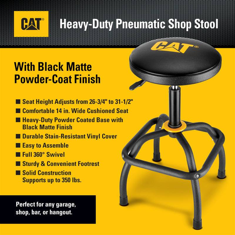 Cat Heavy-Duty Pneumatic Shop Stool, Wrinkle Powder Coat Finish - 980815ECE