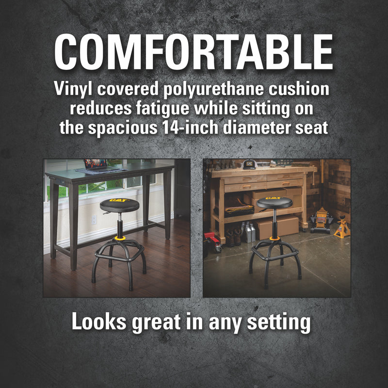 Cat Heavy-Duty Pneumatic Shop Stool, Wrinkle Powder Coat Finish - 980815ECE