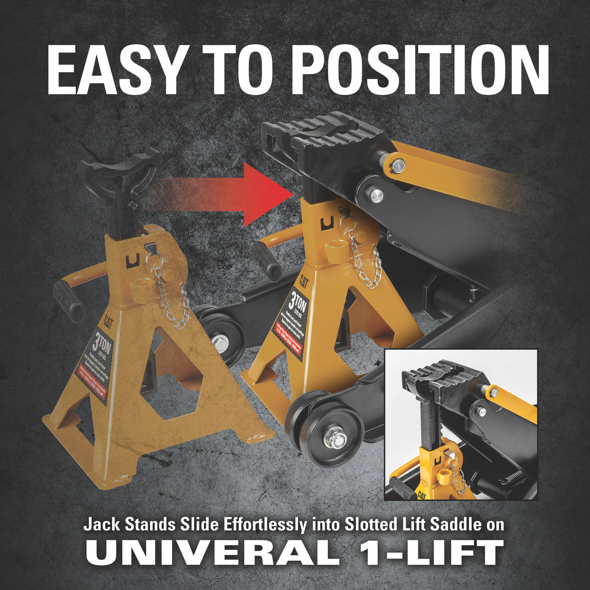 Cat 2 Ton Universal 1-Lift Jack with 3 Ton Jack Stands