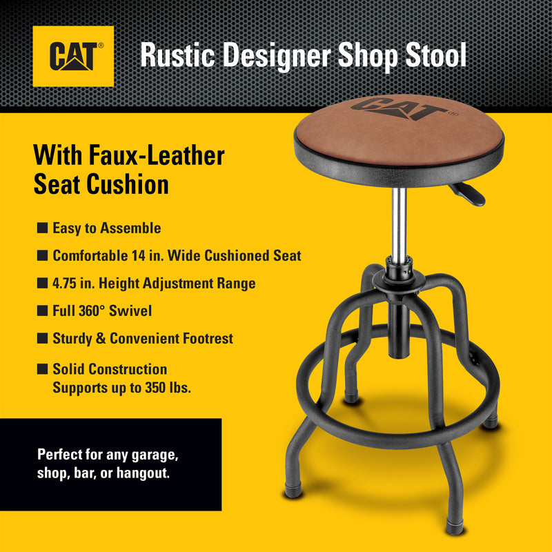 Cat Rustic Designer Shop Stool with Faux-Leather Seat Cushion - 980841ECE