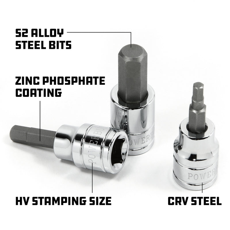 6 Piece 3/8 in. Dr. SAE & Metric Hex Bit Socket Set