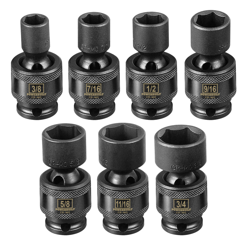 3/8 in. Dr. Universal Joint Impact Sockets - SAE
