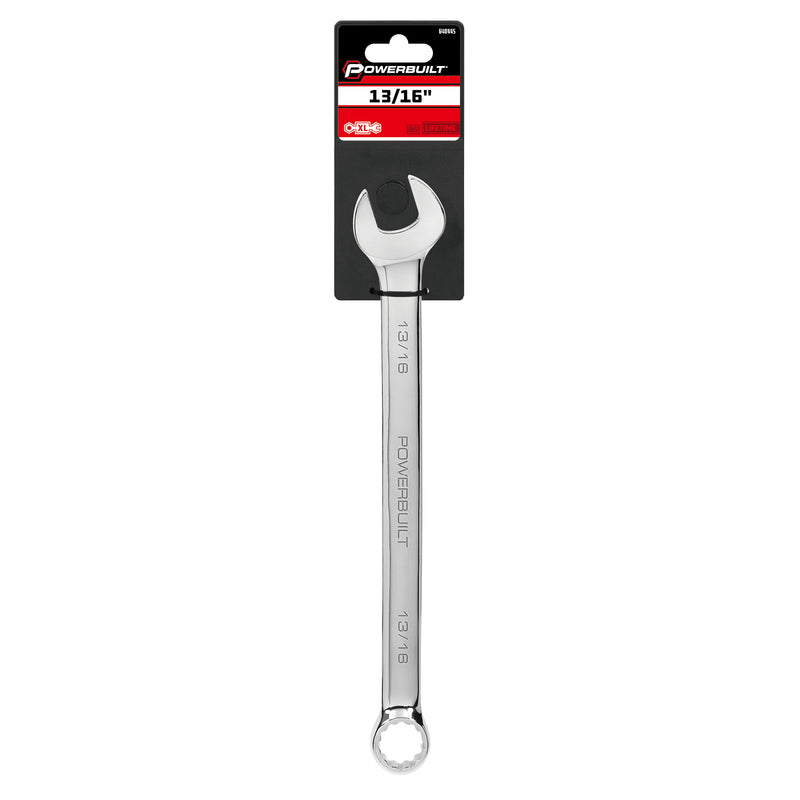 Powerbuilt 13/16 Inch Fully Polished Long Pattern SAE Combination Wrench - 640445
