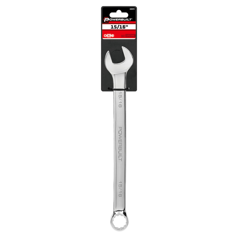 Powerbuilt 15/16 Inch Fully Polished Long Pattern SAE Combination Wrench - 640479