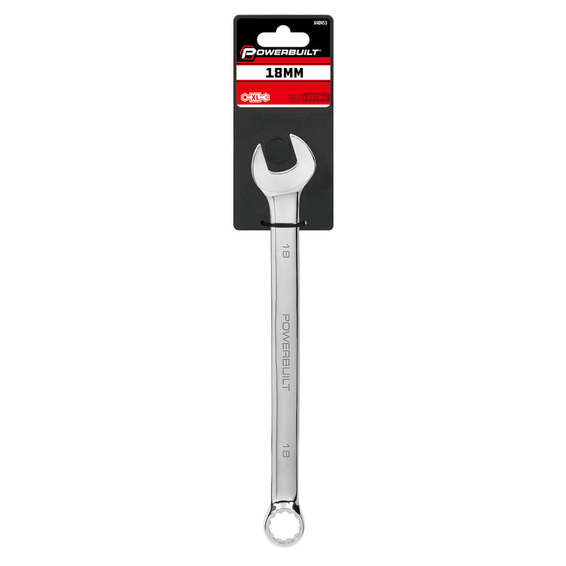 Powerbuilt 18 MM Fully Polished Long Pattern Metric Combination Wrench - 640453