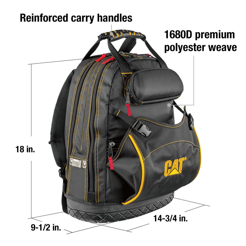 18 in. Pro Tool Backpack 31 Pockets Laptop Sleeve 1680D Polyester