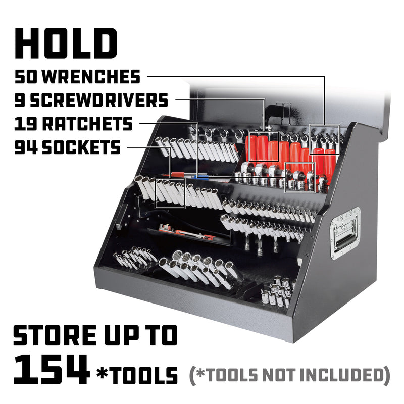 26 in. Rapid Box Slant Front Toolbox Tool with Tool Magnets - Grey