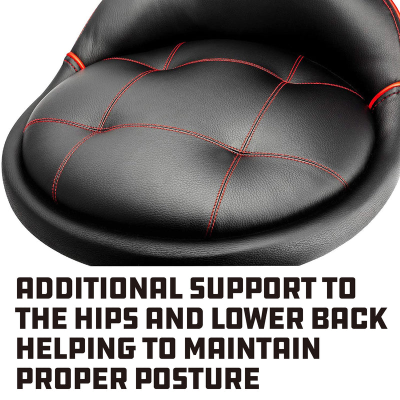 330-LBS Padded Rolling Shop Seat with Lumbar Support