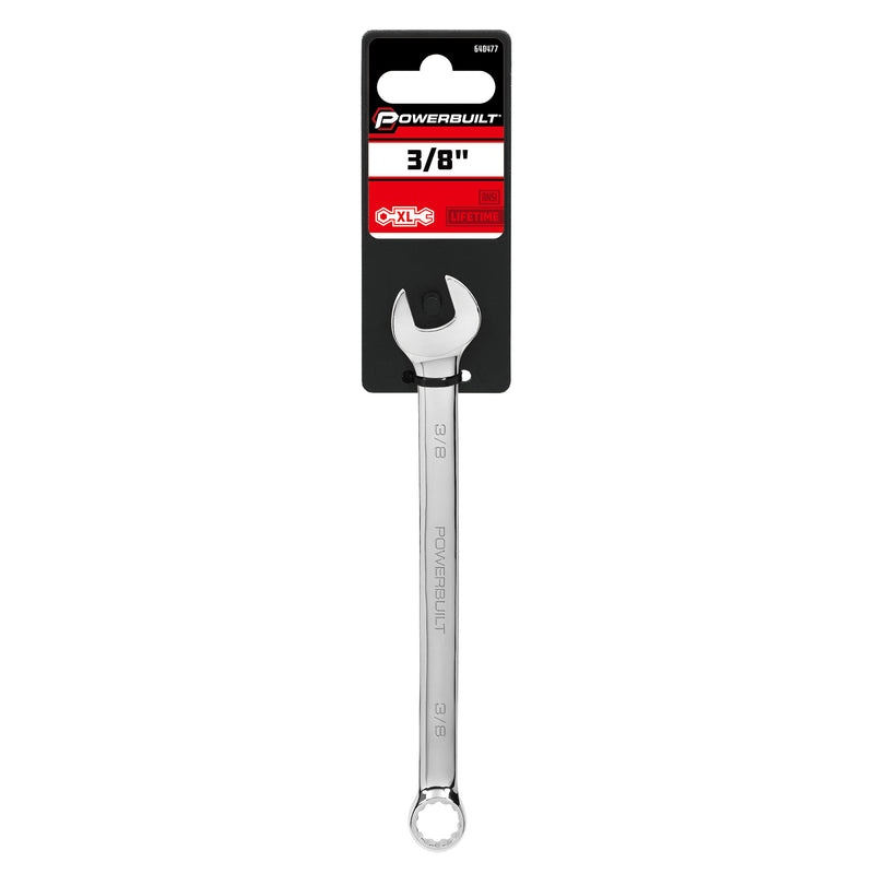 Powerbuilt 3/8 Inch Fully Polished Long Pattern SAE Combination Wrench - 640477