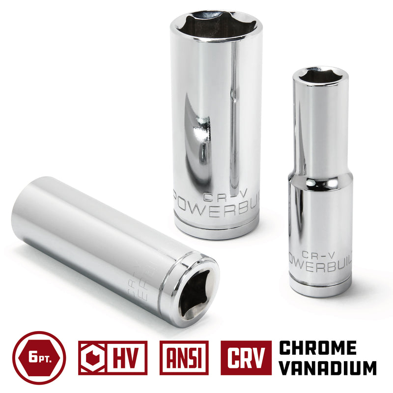 Powerbuilt 3/8 Inch Drive x 13/16 Inch 6 Point Deep Socket - 641207