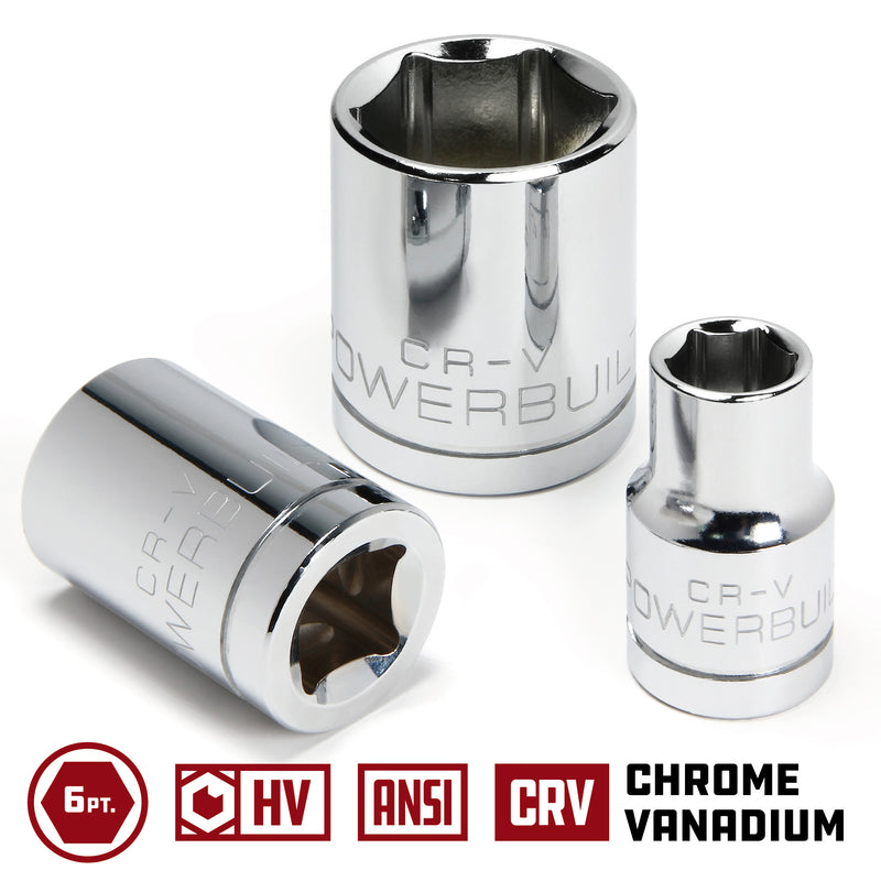 Powerbuilt 3/8 in. Drive x 1/2 in. 6 Point SAE Socket - 940527