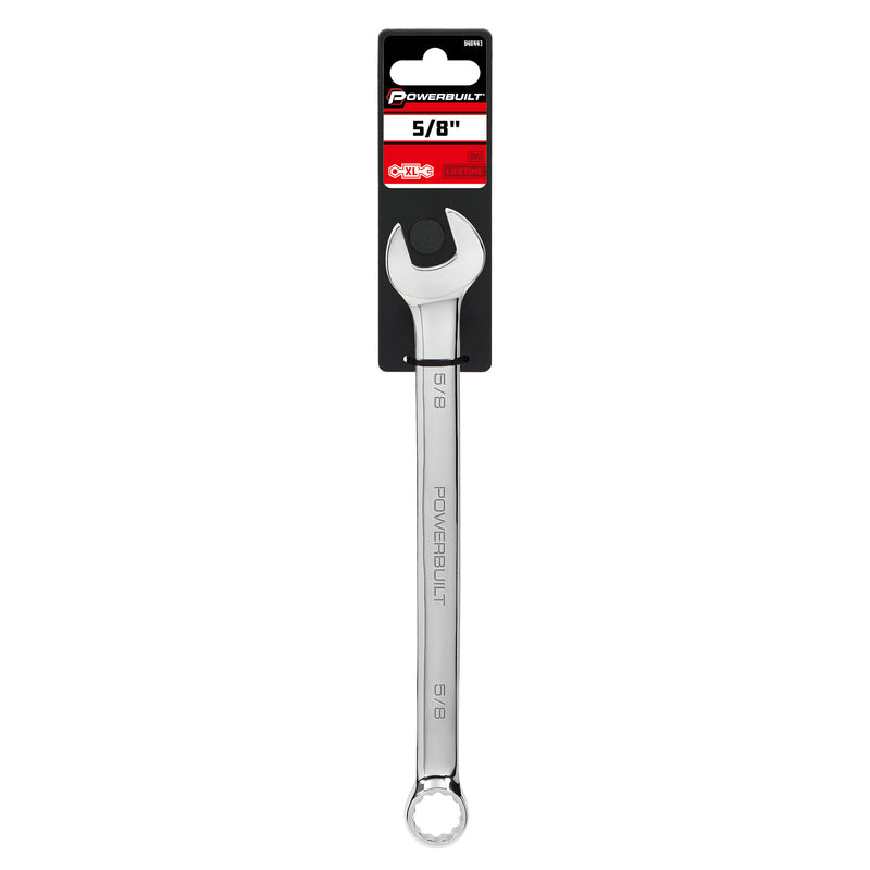 Powerbuilt 5/8 Inch Fully Polished Long Pattern SAE Combination Wrench - 640443