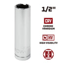 Powerbuilt 3/8 Inch Drive x 1/2 Inch 6 Point Deep Socket - 641202