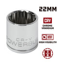 Powerbuilt 3/8 Inch Drive x 22 MM 12 Point Shallow Socket - 641221
