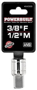 Powerbuilt 3/8 in. Drive (F) X 1/2 in. Drive (M) Socket Adapter - 641500