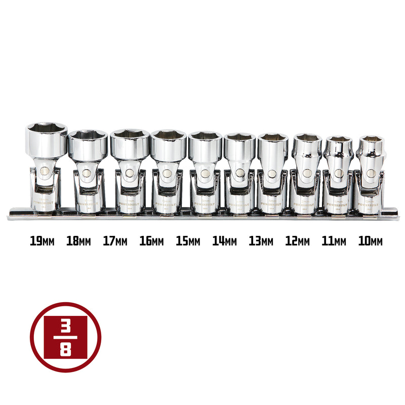 10 Piece 3/8 in. Dr. Metric Universal Joint Socket Set