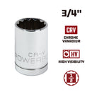 Powerbuilt 1/2 Inch Drive x 3/4 Inch 12 Point Shallow Socket - 642003