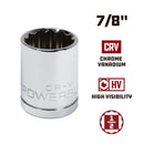 Powerbuilt 1/2 Inch Drive x 7/8 Inch 12 Point Shallow Socket - 642005